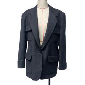 Vintage Alfred Sung Womens Size 14 Grey Wool Blazer